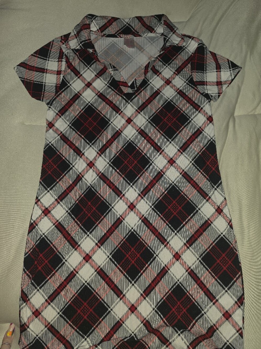 No Boundaries Black White & Red Plaid Dress - Picture 2 of 5